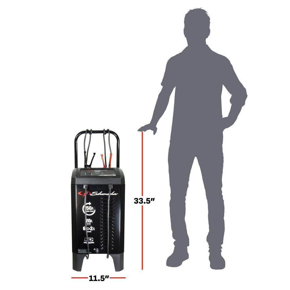 Wheeled Automatic 6A Car Battery Charger/200A Engine Start, Maintainer, 40A Boost, 6V/12V Sport, Auto, Marine Batteries