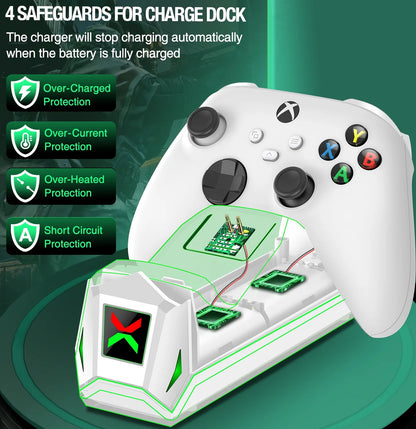 Dual Controller Charging Station with 2 Pack 5520Mwh Rechargeable Battery Packs Compatible with Xbox Series X|S Xbox One Xbox Elite Controller
