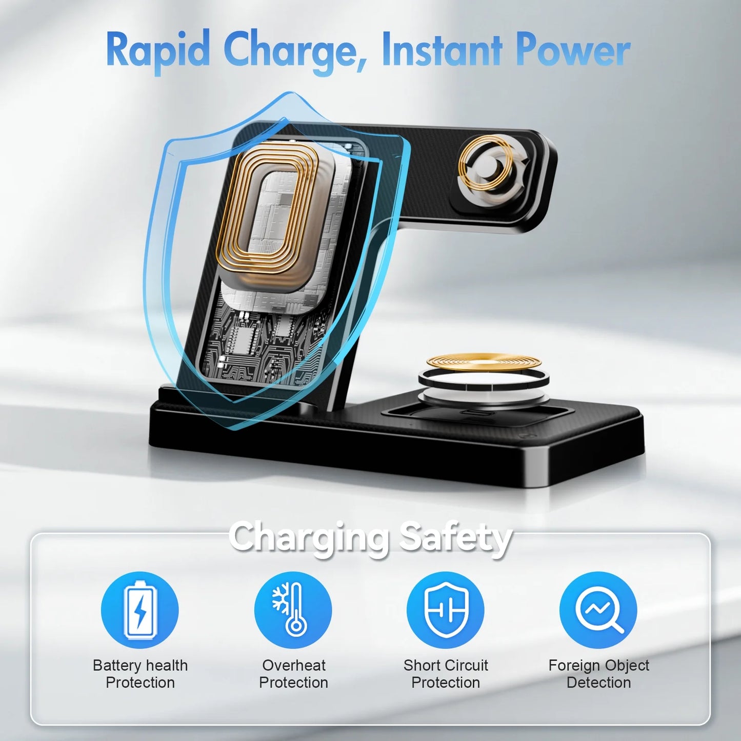 Wireless Charger for Iphone,3 in 1 Wireless Charging Station for Iphone 17 16 15 14 13 12 11 Pro Max plus XS XR X 8,For Iwatch 9 8 7 6 5 4 3 2 Se,For Airpods 3 2 Pro,Purple,No Adapter