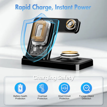 Wireless Charger for Iphone,3 in 1 Wireless Charging Station for Iphone 17 16 15 14 13 12 11 Pro Max plus XS XR X 8,For Iwatch 9 8 7 6 5 4 3 2 Se,For Airpods 3 2 Pro,Purple,No Adapter