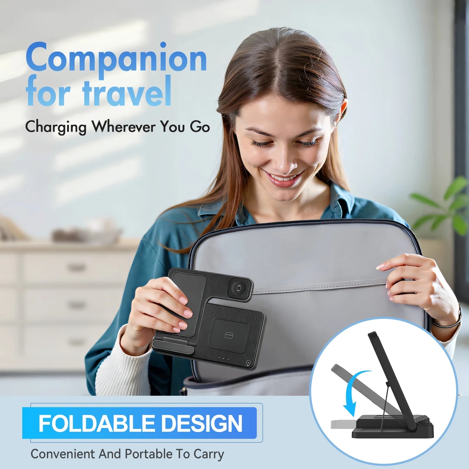 Wireless Charger for Iphone,3 in 1 Wireless Charging Station for Iphone 17 16 15 14 13 12 11 Pro Max plus XS XR X 8,For Iwatch 9 8 7 6 5 4 3 2 Se,For Airpods 3 2 Pro,Purple,No Adapter