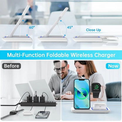 Wireless Charger, 3 in 1 Wireless Charging Station, Fast Charging Dock for Iphone 17/16/15/14/13/12/11/Pro/Xs/Sr/X/Galaxy, 15W Wireless Charger Stand for Apple Watch Series 10/9/8/7/6/5/4/3/Airpods