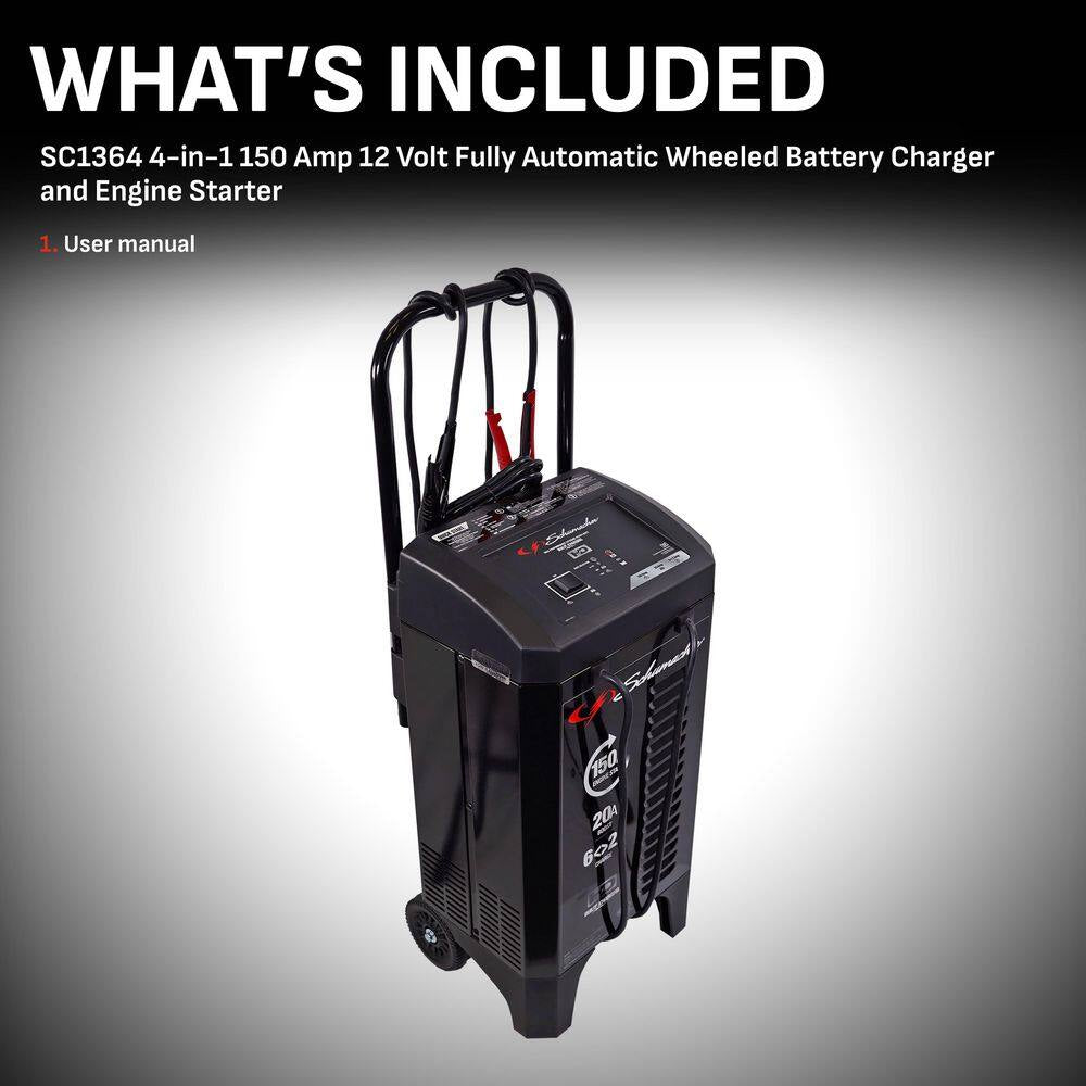 Wheeled Automatic 6A Car Battery Charger/200A Engine Start, Maintainer, 40A Boost, 6V/12V Sport, Auto, Marine Batteries