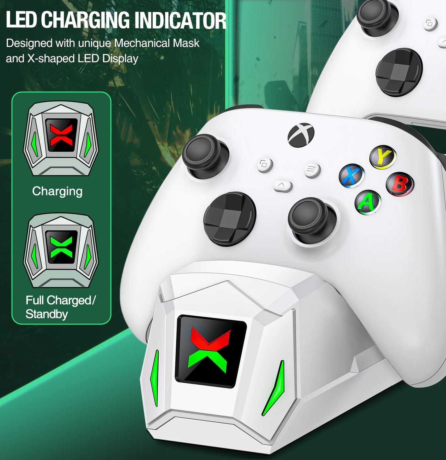 Dual Controller Charging Station with 2 Pack 5520Mwh Rechargeable Battery Packs Compatible with Xbox Series X|S Xbox One Xbox Elite Controller
