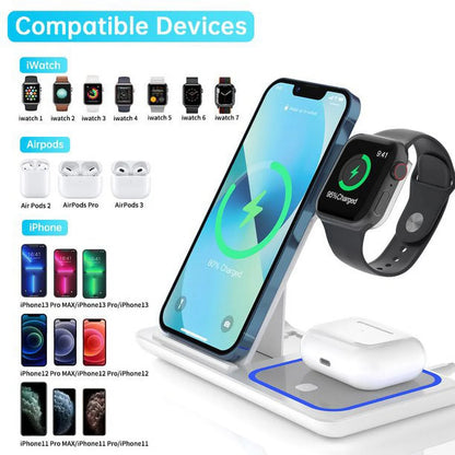 Wireless Charger, 3 in 1 Wireless Charging Station, Fast Charging Dock for Iphone 17/16/15/14/13/12/11/Pro/Xs/Sr/X/Galaxy, 15W Wireless Charger Stand for Apple Watch Series 10/9/8/7/6/5/4/3/Airpods