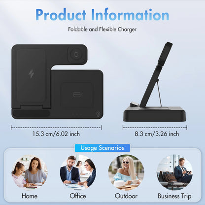 Wireless Charger for Iphone,3 in 1 Wireless Charging Station for Iphone 17 16 15 14 13 12 11 Pro Max plus XS XR X 8,For Iwatch 9 8 7 6 5 4 3 2 Se,For Airpods 3 2 Pro,Purple,No Adapter
