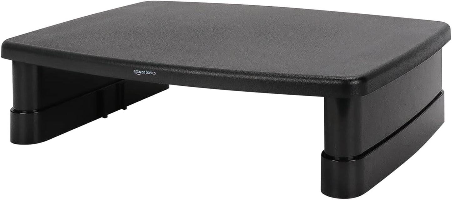 Height Adjustable Monitor Stand Riser with Storage Organizer, 3-Level Stackable Design, Durable ABS Plastic, Supports up to 22Lbs, for Monitors & Laptops, Black