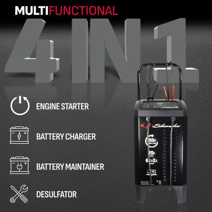 Wheeled Automatic 6A Car Battery Charger/200A Engine Start, Maintainer, 40A Boost, 6V/12V Sport, Auto, Marine Batteries